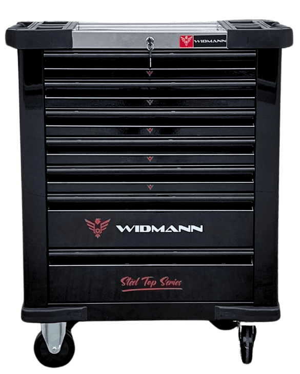 WIDMANN instrumentu ratiņi – 7 atvilktnes ar 7 komplektiem, 281 gab. WM-ST-7BK
