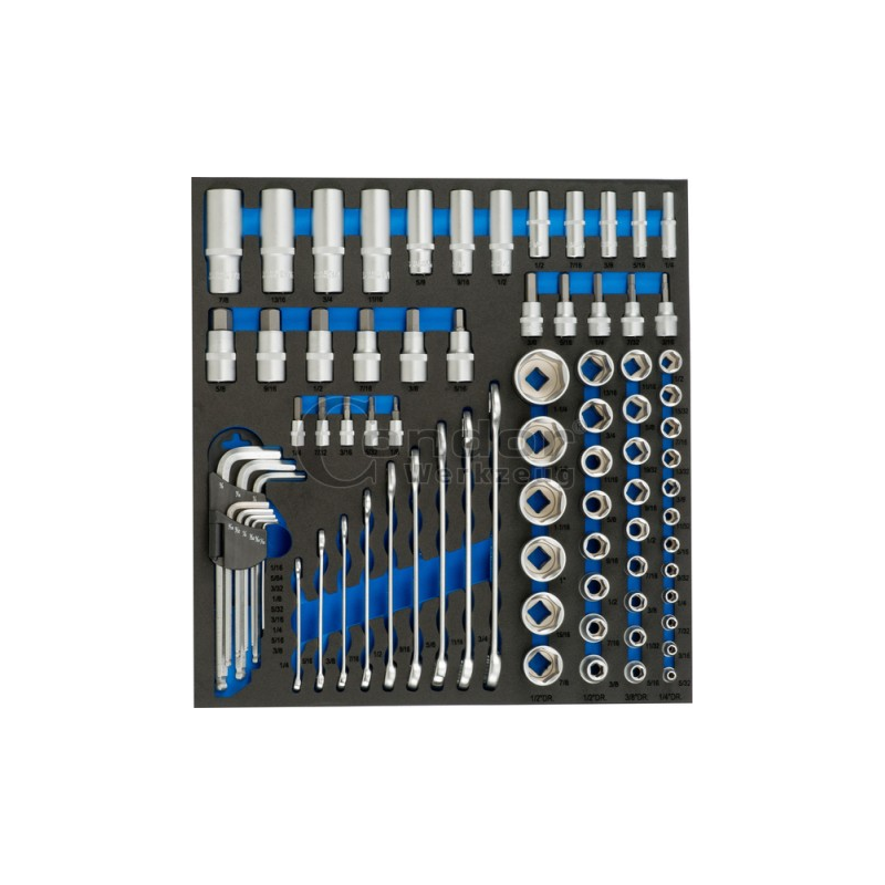 Collu instrumentu komplekts 1/4+3/8+1/2 ar ratiņu ieliktni, 81 daļa