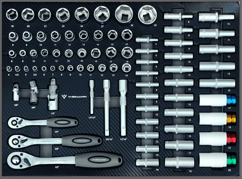 WIDMANN instrumentu ratiņi – 7 atvilktnes ar 7 komplektiem, 272 gab. WM-MS7