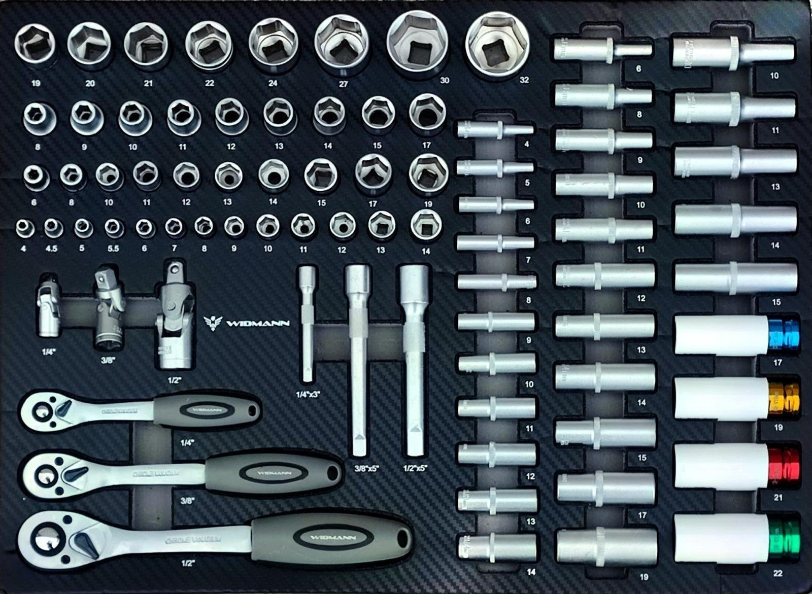 WIDMANN KOMPAKTI INSTRUMENTU RATIŅI – 7 ATVILKNES AR 6 PILNĪGIEM 263 GAB. WM-C2-6RE