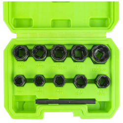 Speciāls uzgaļu komplekts cepumu atskrūvēšanai 3/8", Cr-Mo, 10 gab. 51998