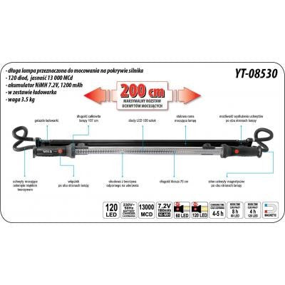 Zem motora pārsega apgaismojuma lampa / 120LED / 1000mm / 350lm