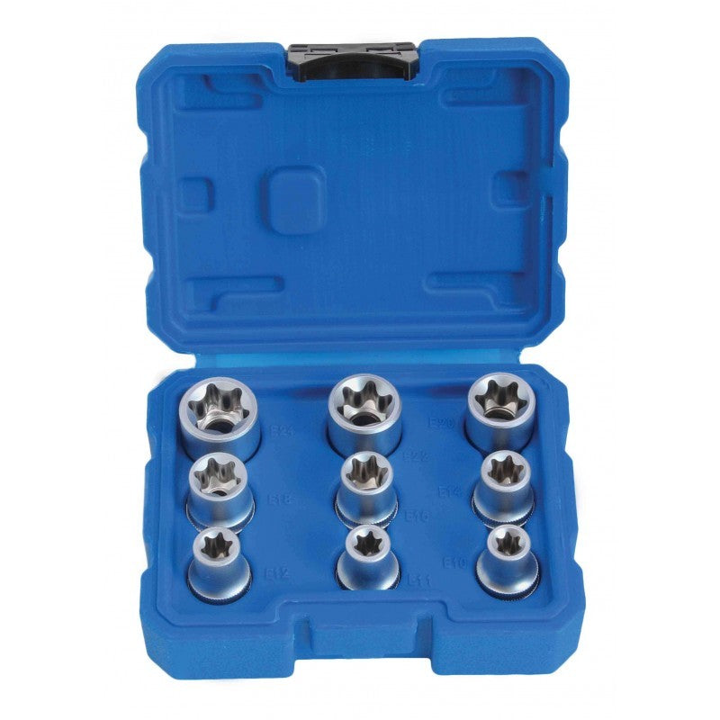 9 gab. uzgaļu komplekts 1/2" Star E Torx Star tips S-SE912