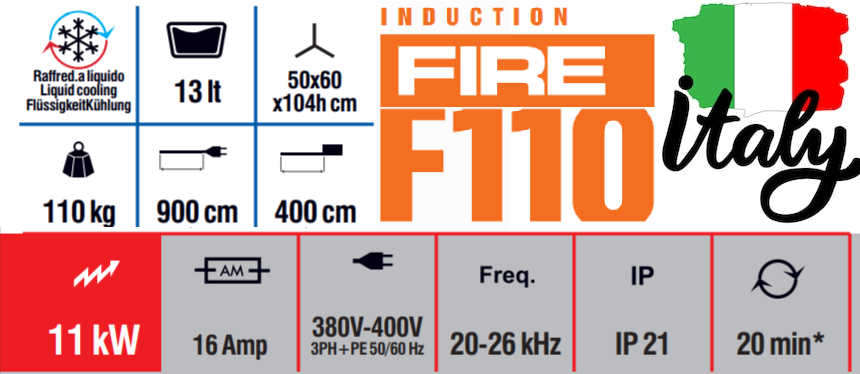 Indukcijas sildītājs ar dzesētāju FIRE 110