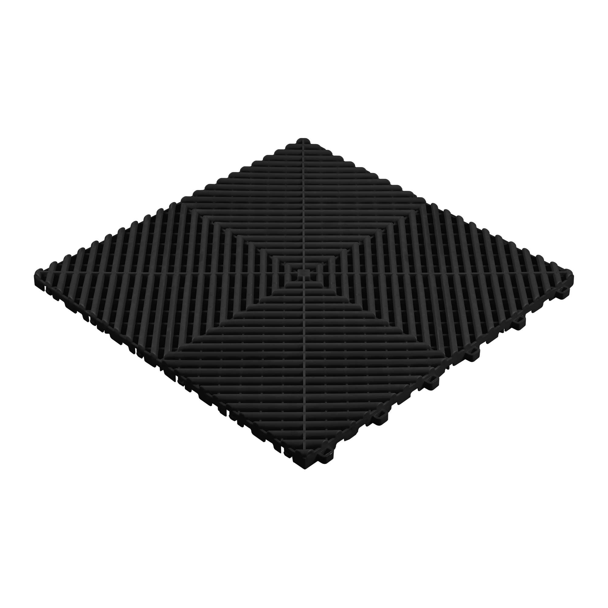 Perforēta PP grīdas flīze, melna, 400×400×18 mm (54906)