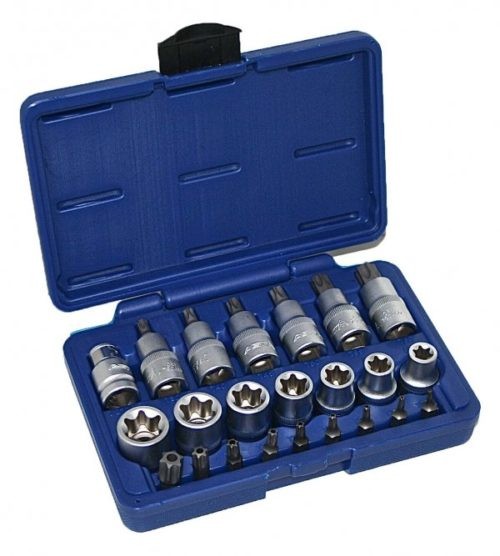 1/2" TORX uzgaļu un E-veida galviņu komplekts, 23 gab., TX SET-23