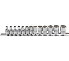 Sešstūra uzgaļu komplekts 1/4" / 4-14mm ar stiprinājuma skavas palīdzību