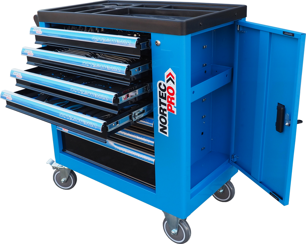 NORTEC PRO WN279 - Instrumentu ratiņi ar 7 atvilktnēm un 5 pilniem 279 gab.