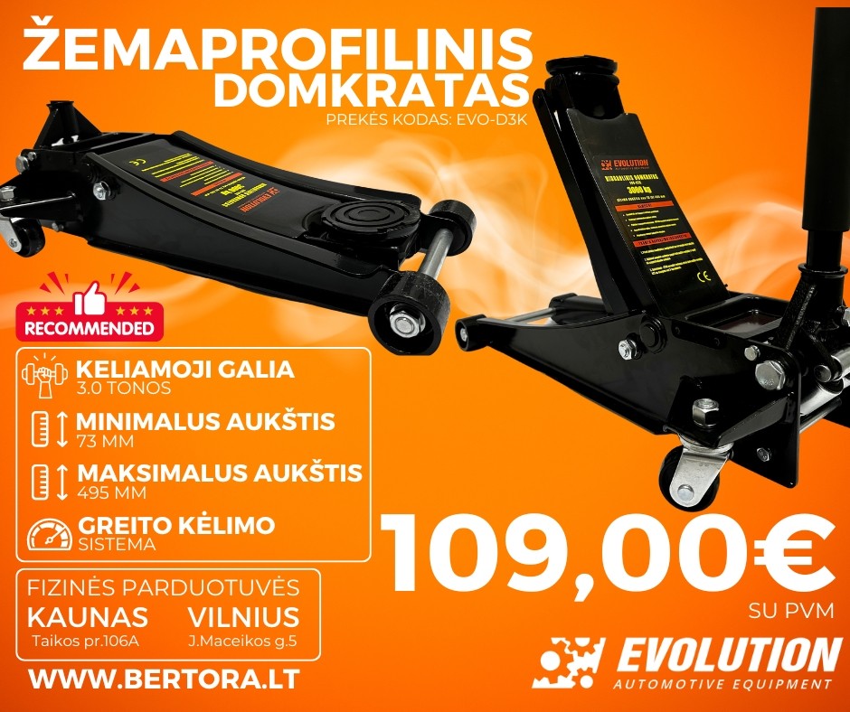EVO-D3K 73-495mm/Hidrauliskais domkrats 3.0t/ZEMS PROFILS/ĀTRA CELŠANA