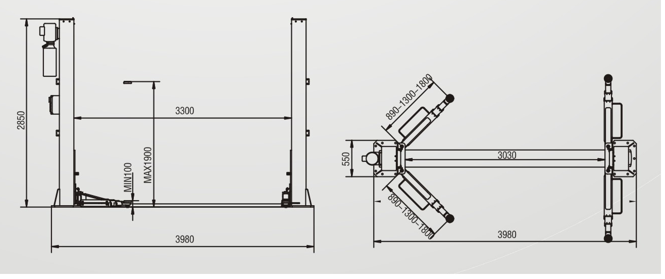 EVO-55E divu statņu pacēlājs 5500 kg EVOLUTION/400V