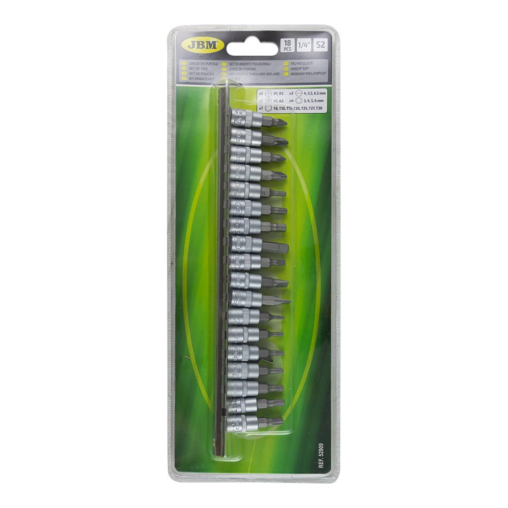 52909 18 daļu 1/4 collu uzgaļu komplekts