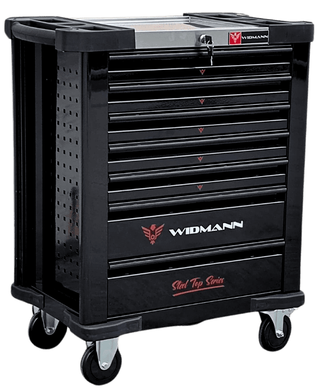 WIDMANN instrumentu ratiņi – 7 atvilktnes ar 7 komplektiem, 281 gab. WM-ST-7BK