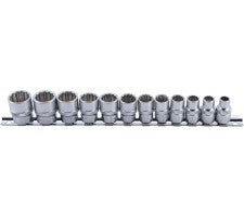 12 punktu uzgaļu komplekts 3/8" / 8-19 mm ar stiprinājuma skavas palīdzību