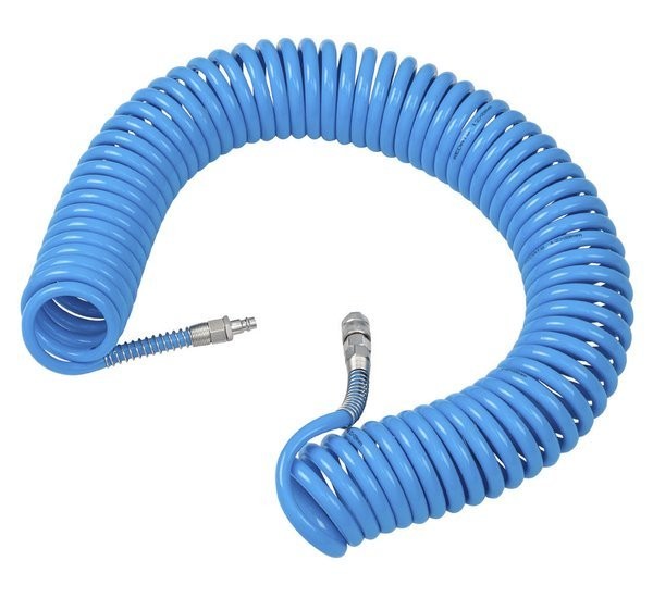 Pneimatiskā spirālveida šļūtene ar uzgaļiem 12x8mm 15m 05-01-45