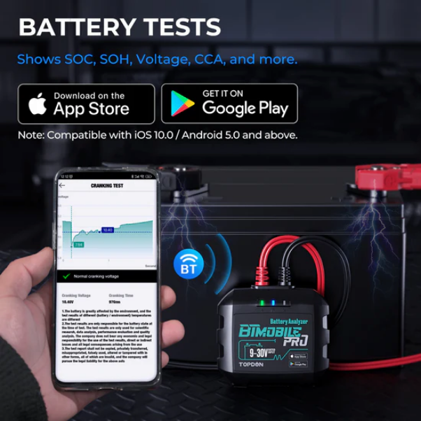 Viedais akumulatora testeris BTMobile Pro ar Bluetooth savienojumu