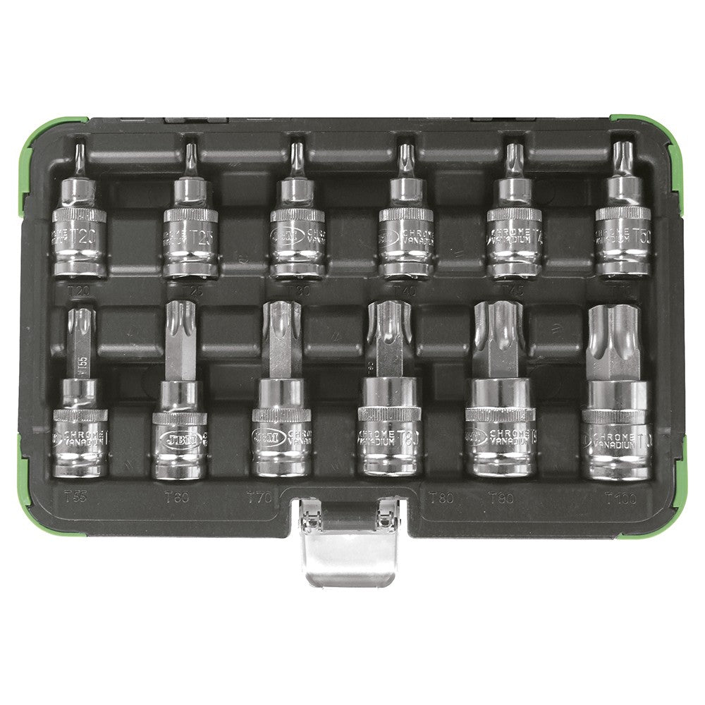 Īsu TORX uzgaļu komplekts, padziļinātas, presētas, 1/2", Cr-V, 12 gab. 53103