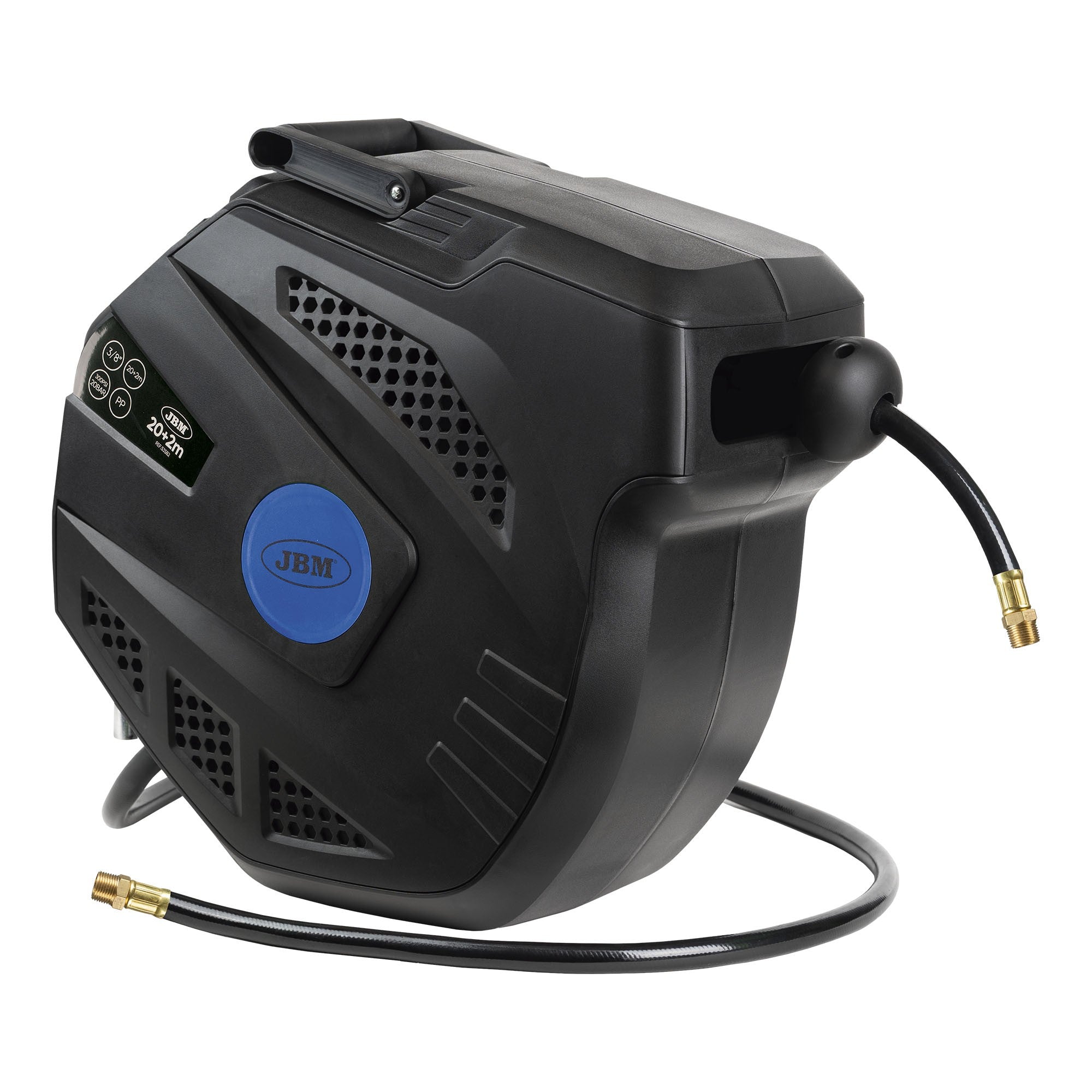 Pneimatiskā šļūtene 20+2 m ar automātisko veltni / ar turētāju / iekšējais diametrs 9,5 mm 53582