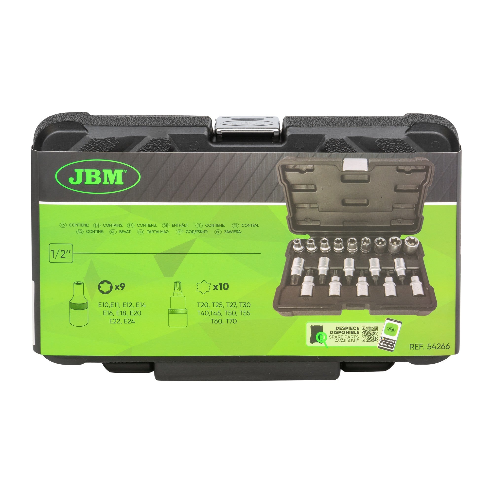 Presētu TORX uzgaļu un E-veida galviņu komplekts JBM 54266