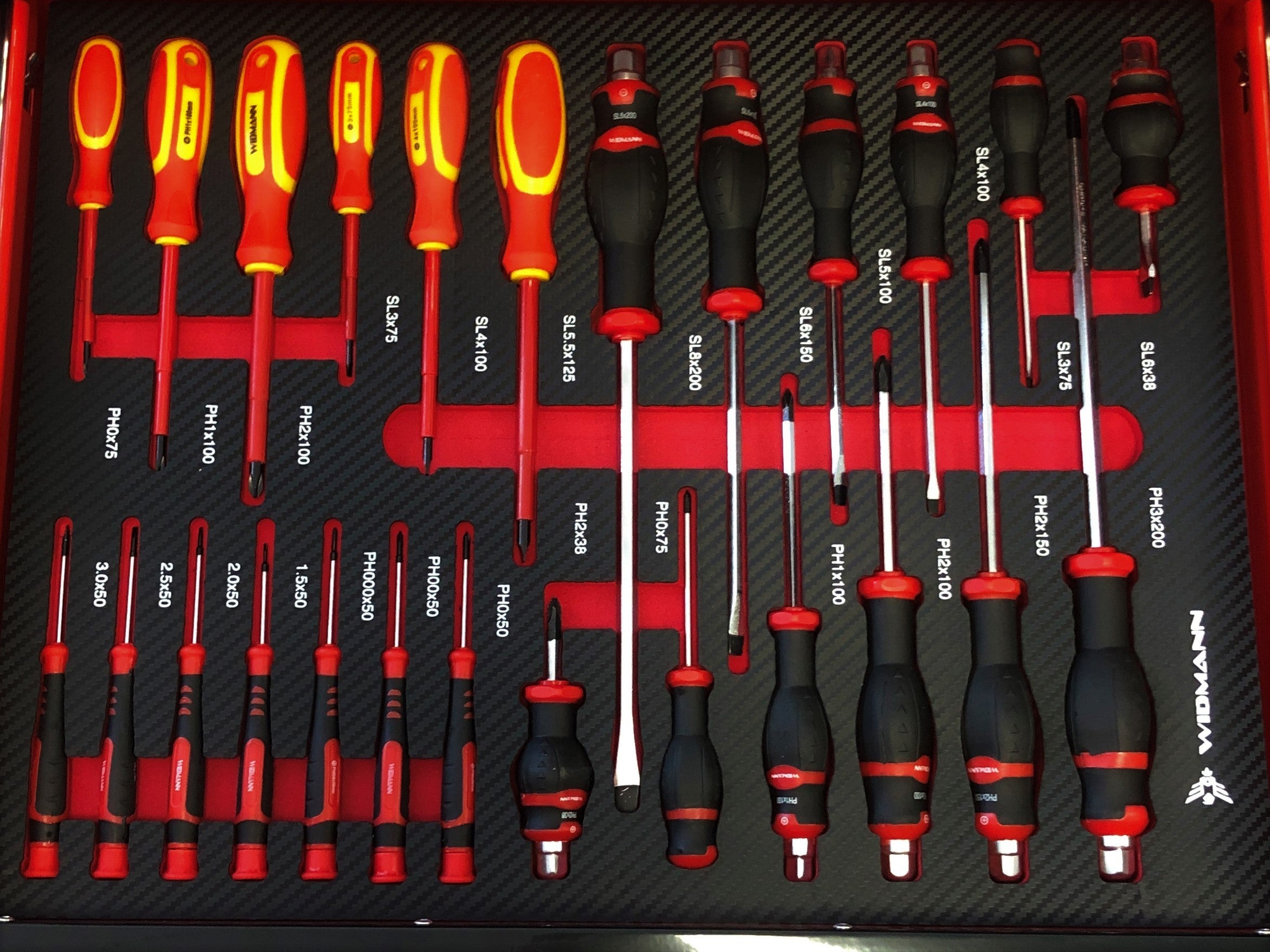 WIDMANN ULTRA TOOLS instrumentu ratiņi - 7 atvilktnes ar 7 pilnām atvilktnēm