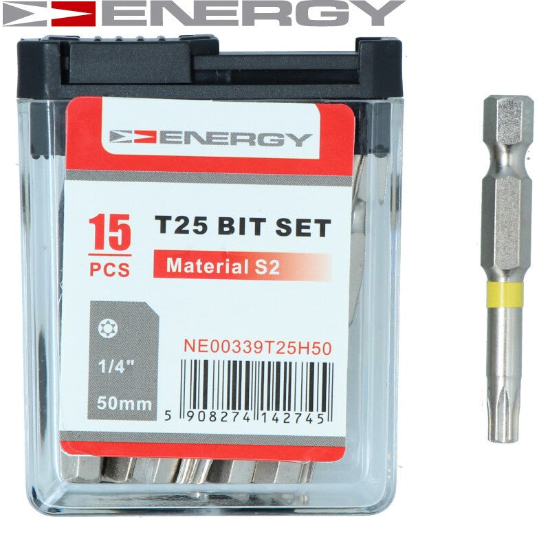 TORX T25 skrūvgriežu uzgaļu komplekts 50 mm NE00339T25H50 (15 gab.)