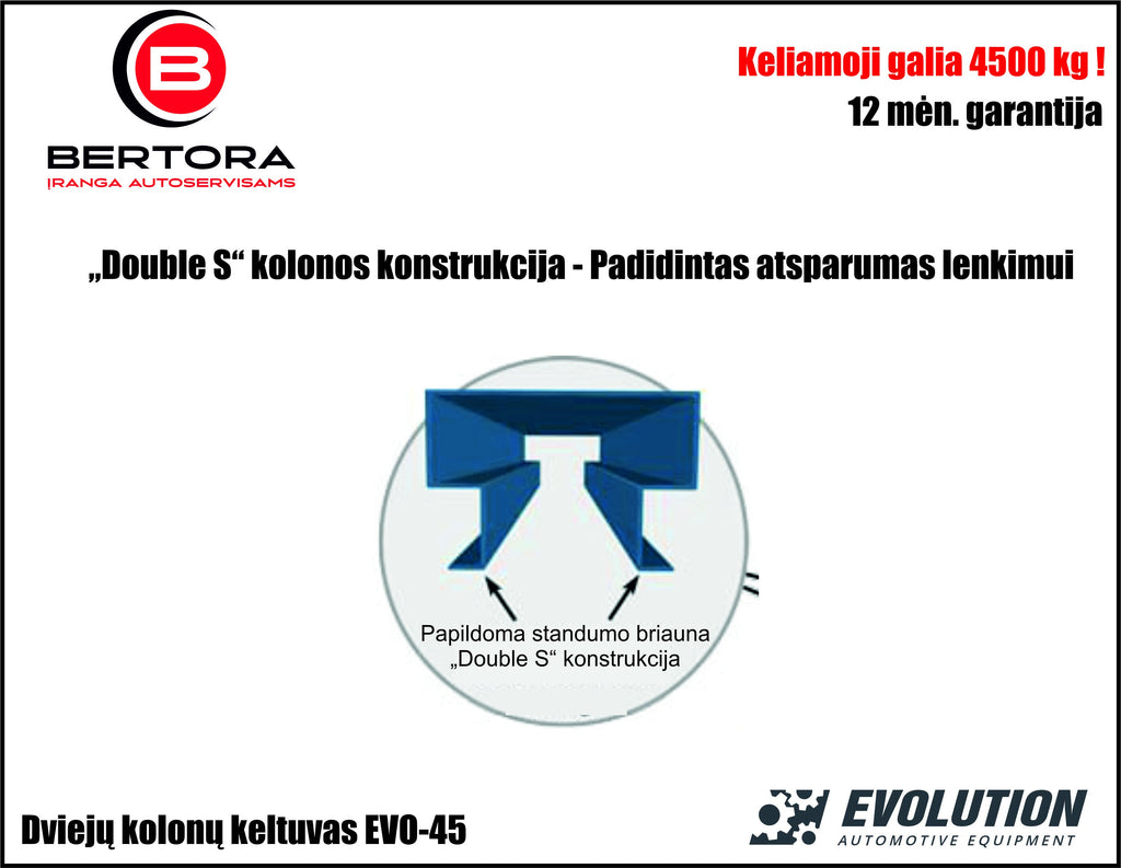 EVO-45 2 statņu pacēlājs 4500 kg EVOLUTION/230/400V