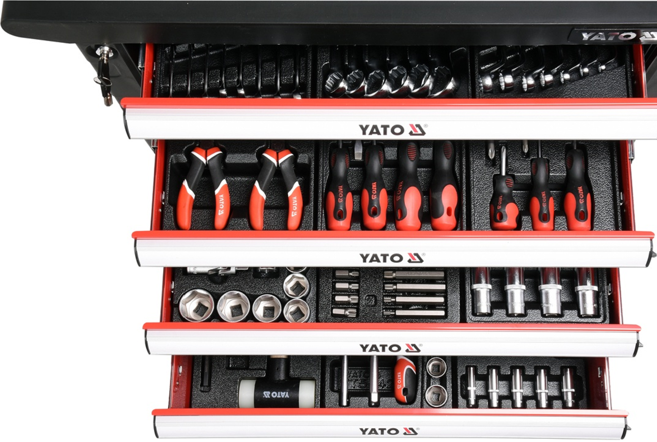 Profesionāls instrumentu skapis ar 177 instrumentiem, 6 atvilktnēm YATO YT-55300