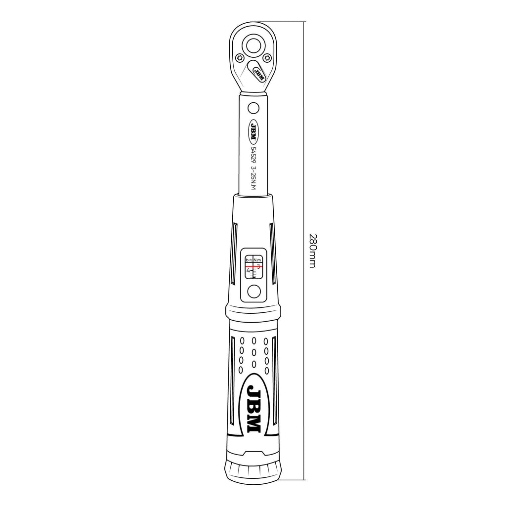 1/4" griezes momenta atslēga 54529 (3–25 Nm)