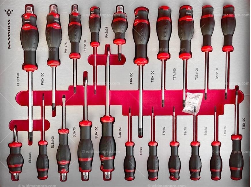 WIDMANN JUMBO PRO - instrumentu ratiņi ar 13 atvilktnēm un 11 pilniem 471 gab.