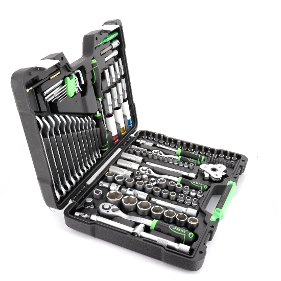 Instrumentu komplekts 1/2"+3/8"+1/4" + uzgriežņu atslēgas 132 gab. 54082