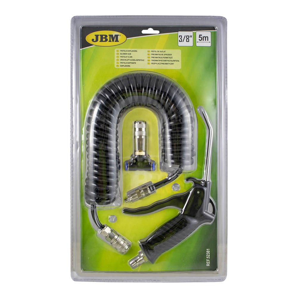 Pneimatiskā gaisa pūtēja pistole 3/8" ar spirālveida šļūteni 5 m 52381
