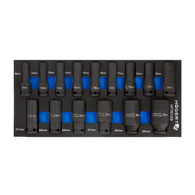 Trieciengalvas komplekts ar 1/2 collu garumu un ratiņu koferi / 10-32 mm HT7G129