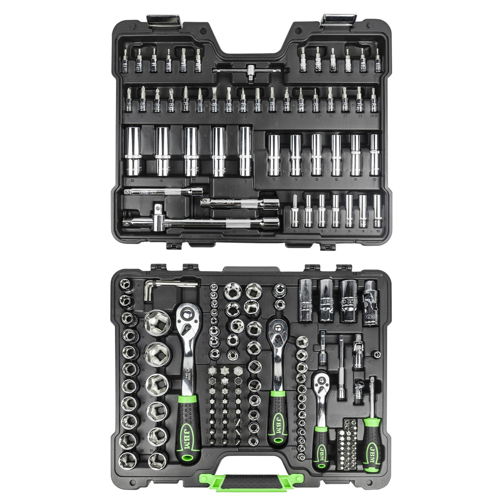 54046 179 daļu instrumentu komplekts ar hromētām sešstūra galvām