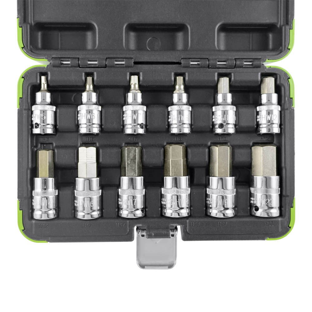 Īso presēto sešstūra uzgaļu komplekts 1/2", Cr-V, 12 gab. 53105