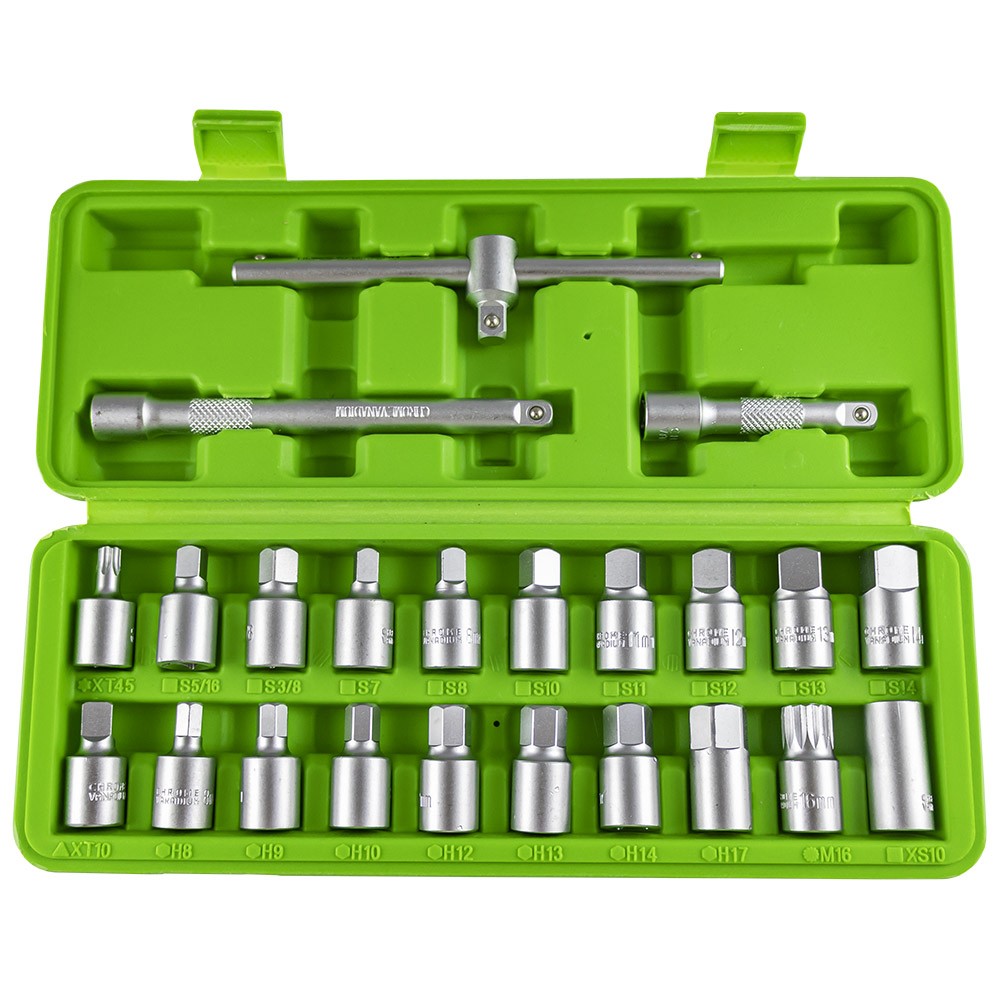 Kartera skrūvju uzgaļu komplekts 3/8", Cr-V, 23 gabali 53735