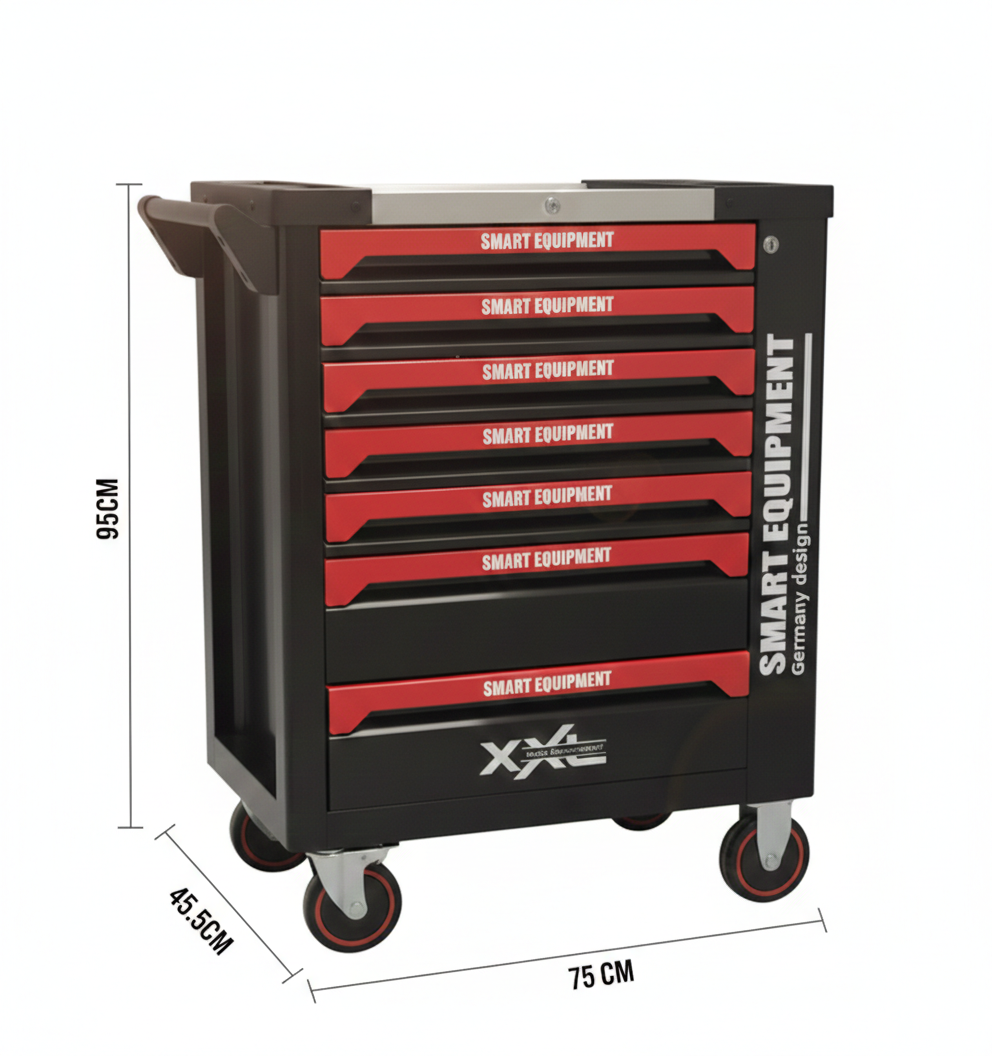 11-0001 Instrumentu ratiņi ar 7 atvilktnēm un 256 instrumentu komplektu