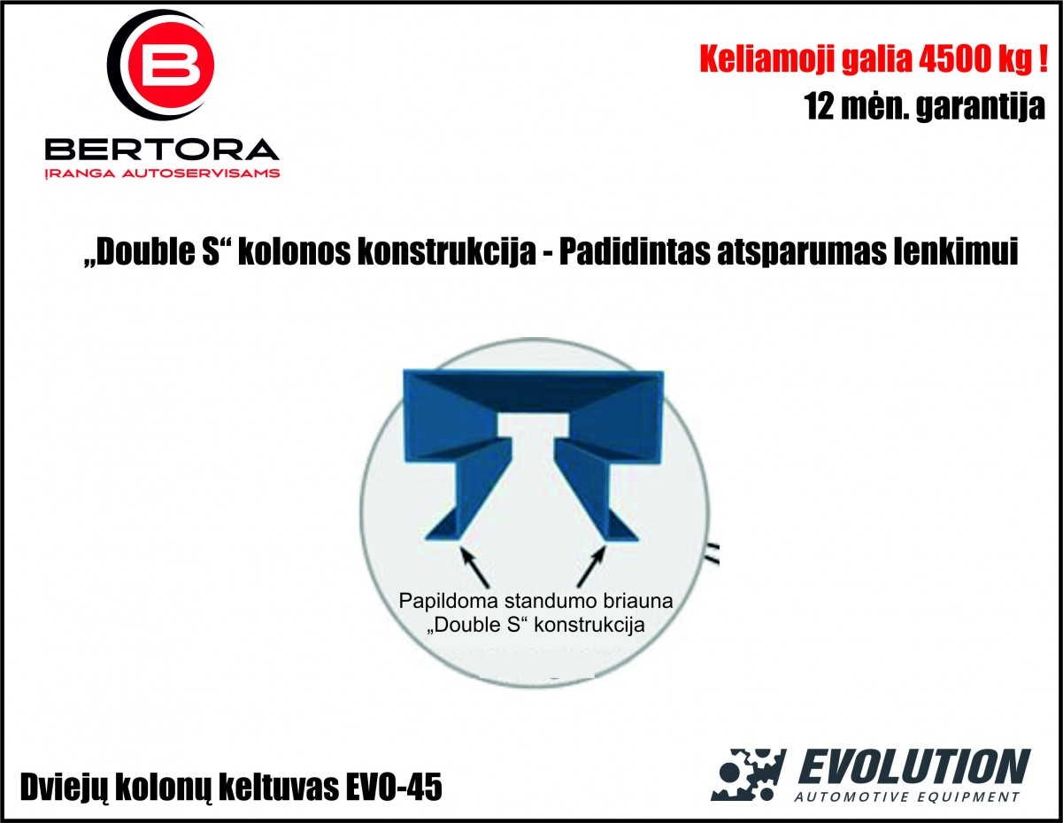 EVO-45E divu statņu pacēlājs 4500 kg EVOLUTION/230/400V