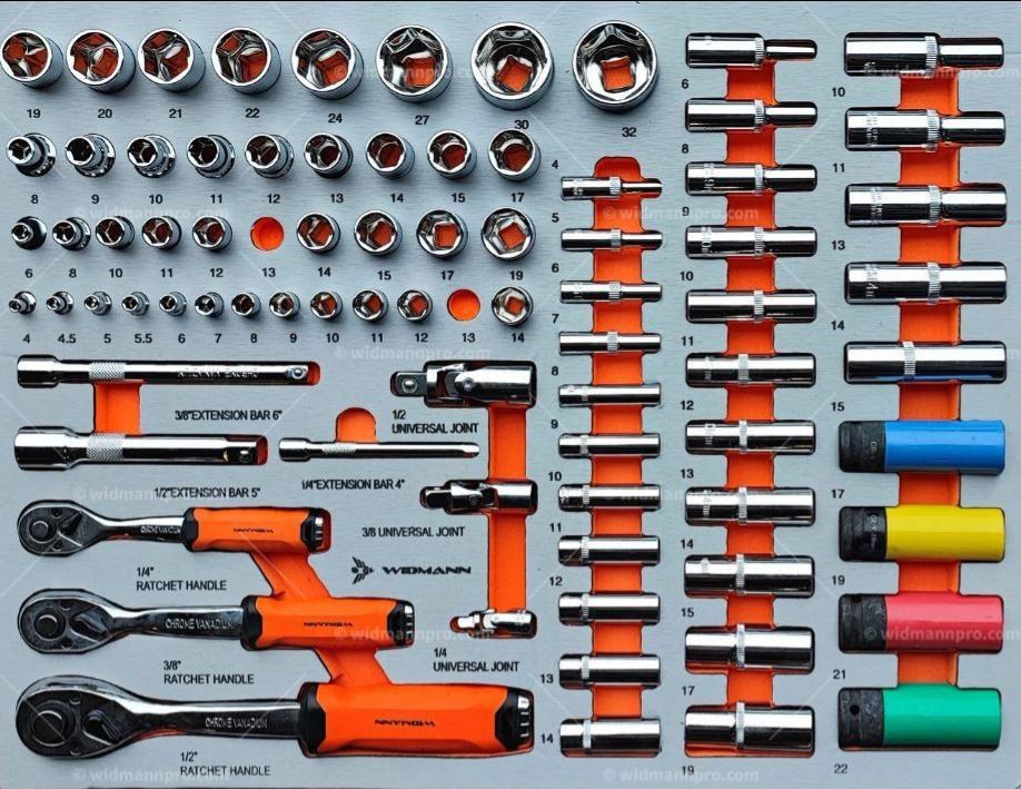 WIDMANN PRO - instrumentu ratiņi ar 7 atvilktnēm un 7 pilniem 241 gab. TCBWF-OR