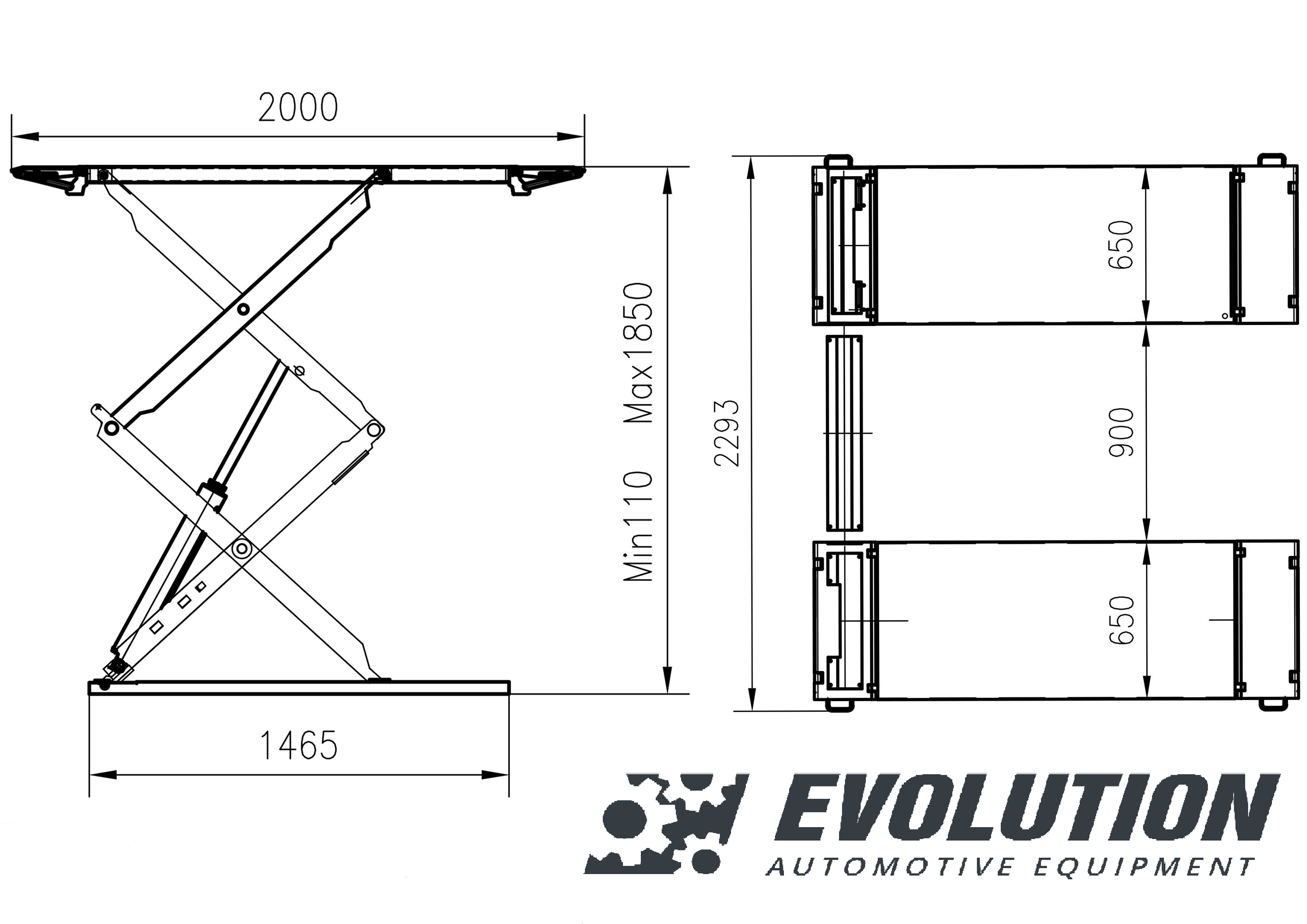 EVO-S35ON šķērveida pacēlājs ar augšējo daļu, versija 3.0T