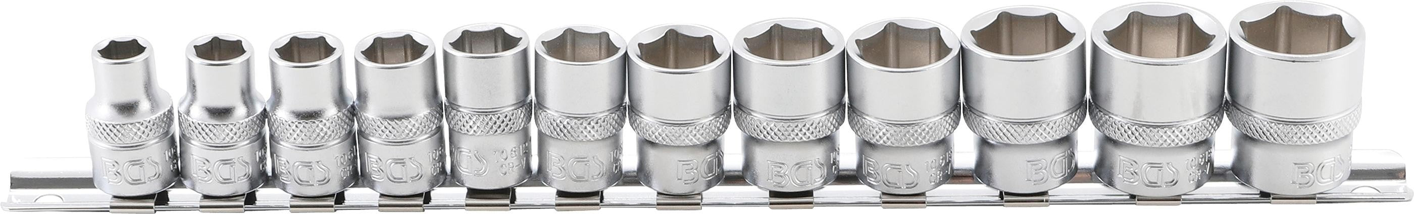 Sešstūra uzgaļu komplekts 3/8" / 8-19 mm ar stiprinājuma skavas palīdzību