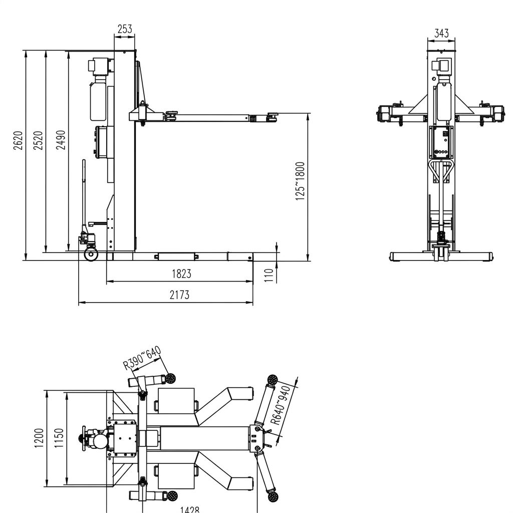 Vienos kolonos keltuvas SMART EQUIPMENT JH-M2500 (230V)