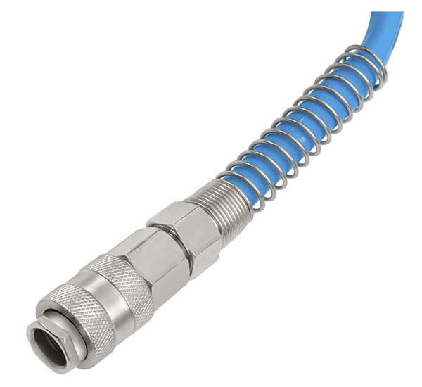 Pneimatiskā spirālveida šļūtene ar uzgaļiem 12x8mm 5m 05-01-43