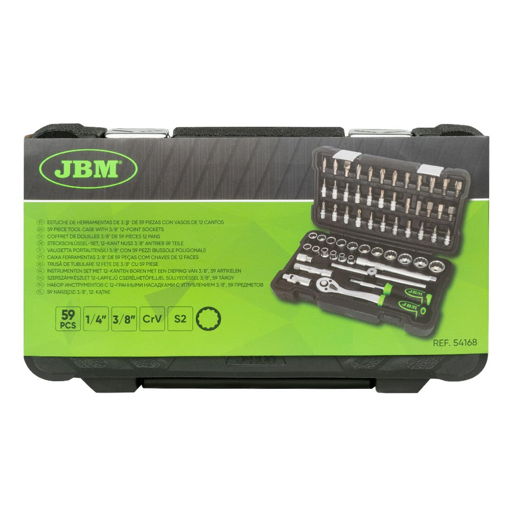 54168 59 daļu 3/8 collu 12 rievu uzgaļu komplekts