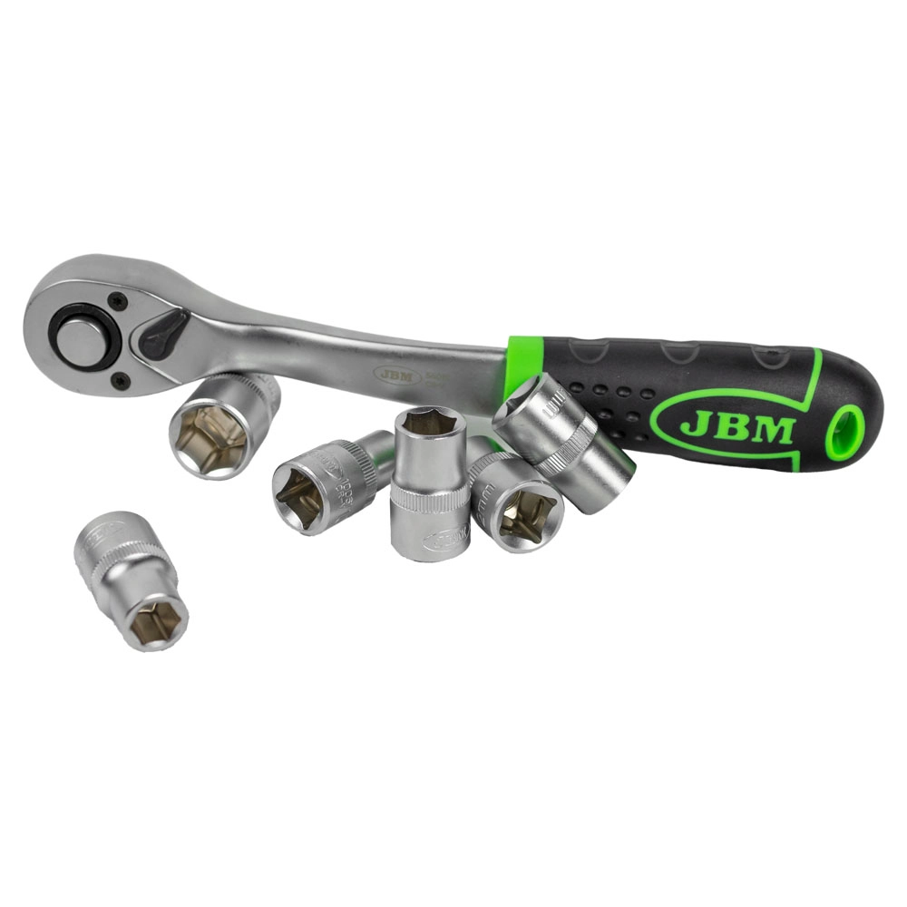 1/2" sprūdrata uzgalis ar sešstūra galvu (10-19 mm) komplekts 54028