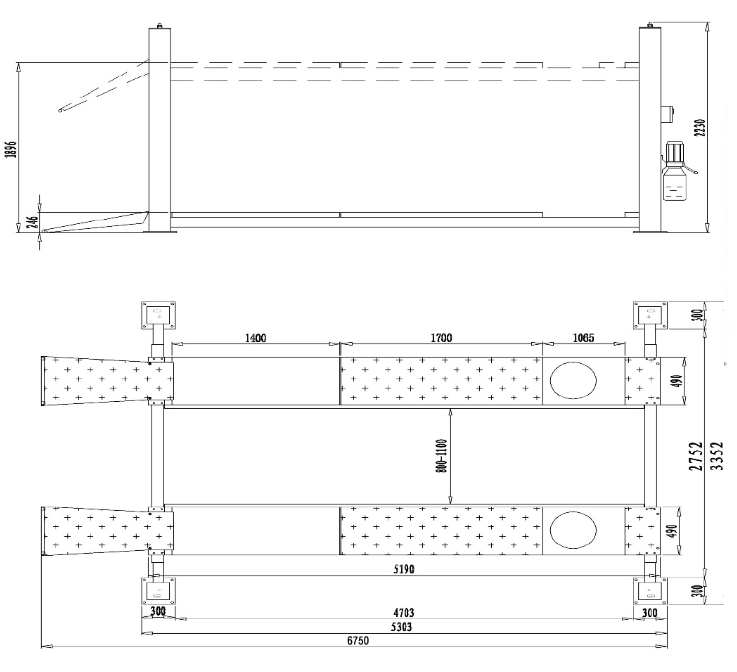 4 statņu pacēlājs 4500 kg riteņu savirzei NORTEC PRO/400V