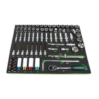 Ratiņu skapis ar 7 atvilktnēm, CL713017 ar instrumentu komplekta paliktņiem (330 gab.), 5 komplekti