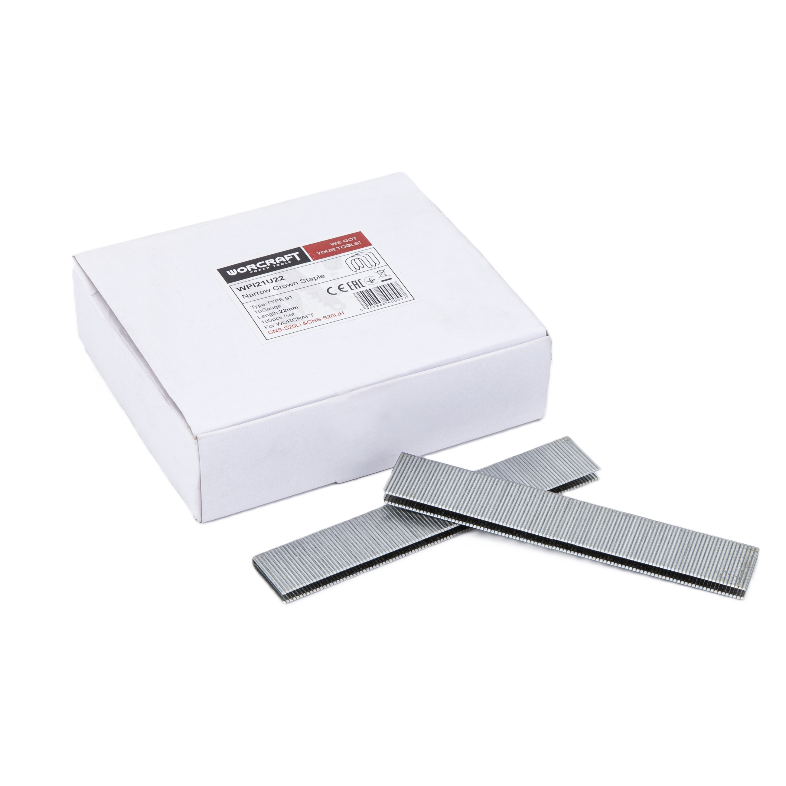 22 mm skavas kombinētajam naglu pistolei CNS-S20LiH, 91. tips, 18. izmērs (100 gab.) WORCRAFT