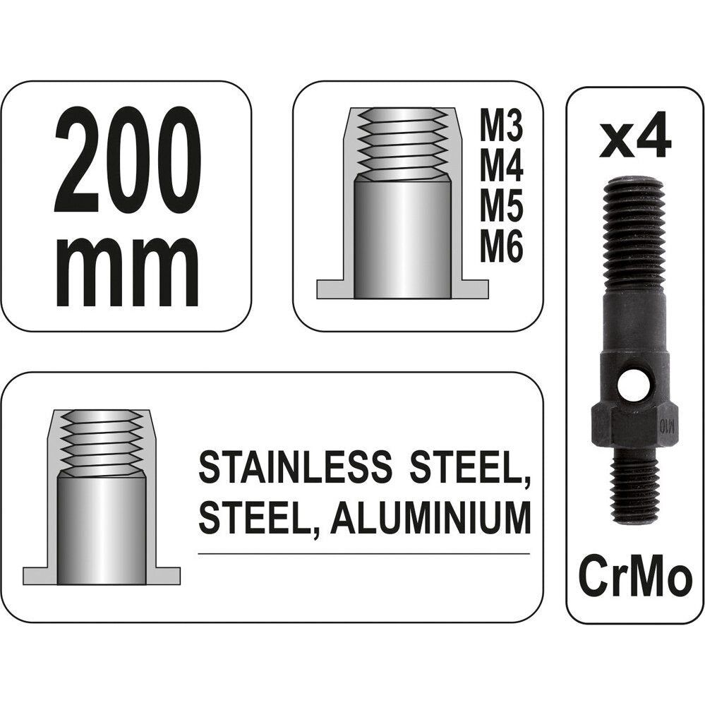 Kniedēšanas uzgriežņu instruments M3-M6