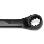 Metrisks X6 kombinēto uzgriežņu atslēgu komplekts ar atvērtu galu un sprūdrata mehānismu, 7 gab. (8-17 mm), melns