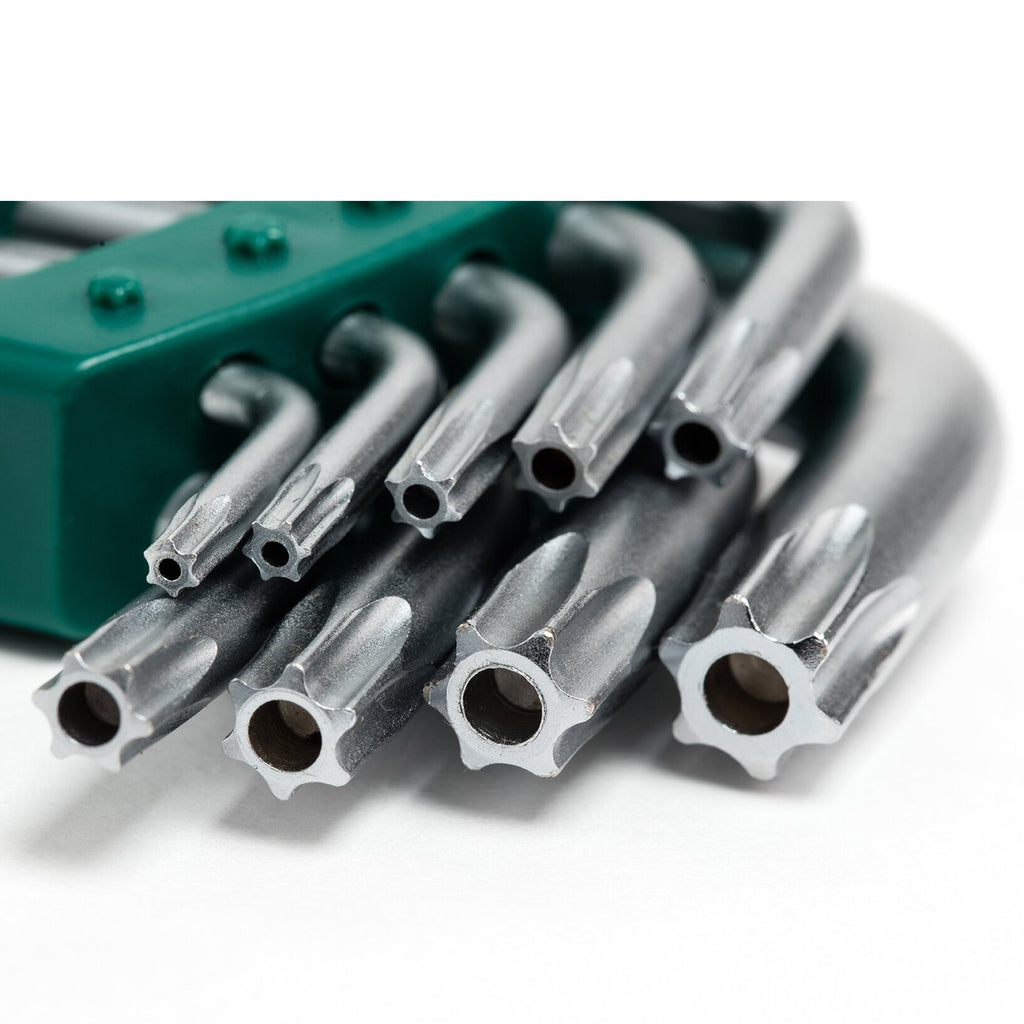 L-veida sešstūra atslēgu TORX komplekts 9 gab. (T10-T50) ar caurumu