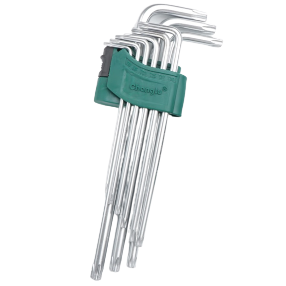 L veida sešstūra atslēgu TORX garo komplekts 9 gab. (T10-T50) ar caurumu